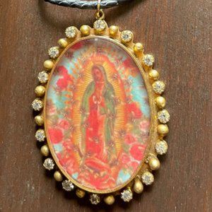 VSA Designs God Save the Bees Virgin of Guadalupe Pendant